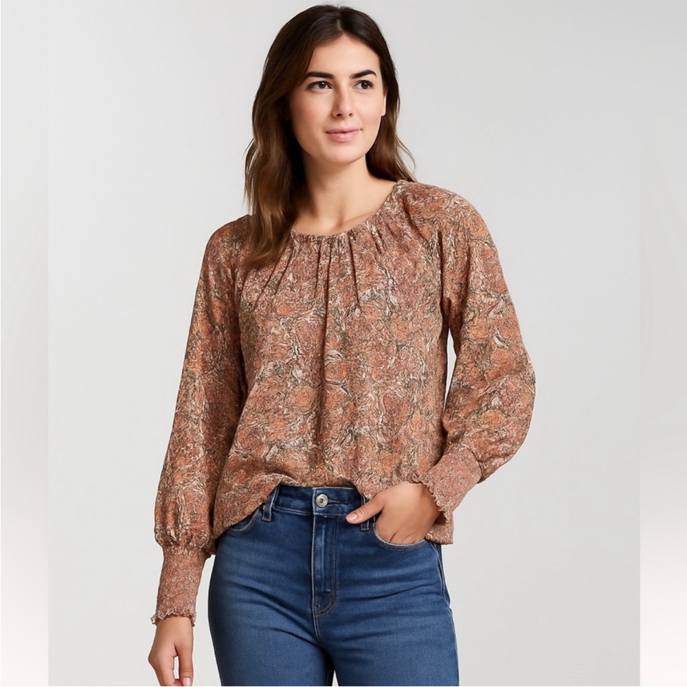 Evereve Floral Print Long Sleeve Blouse Women’s Size XS